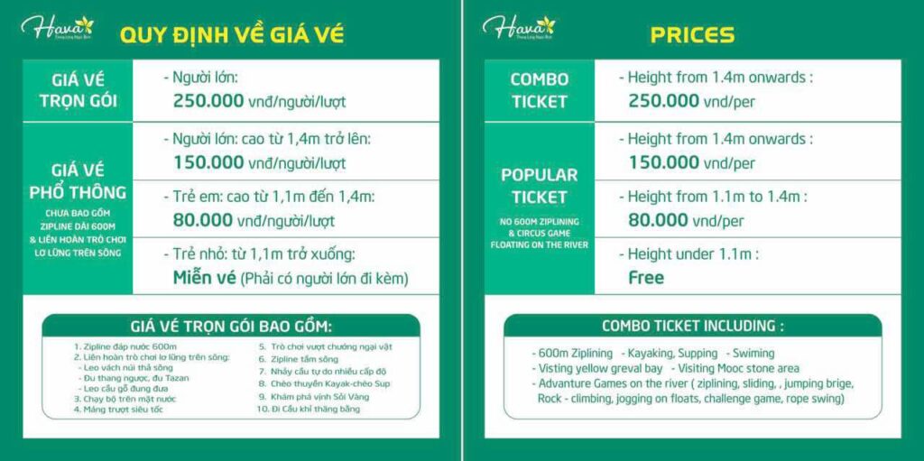 Thung Lũng Hava - 1 Trong Những Điểm Đến Mới Không Thể Bỏ Qua Tại Phong Nha 3 Giá vé tham quan thung lũng HaVa